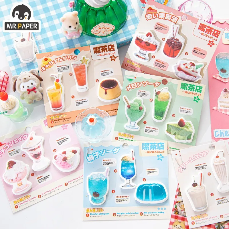 Mr Paper 90 Sheets pack Dessert Shape Memo Pad Set Cute Special shaped N Times Sticker