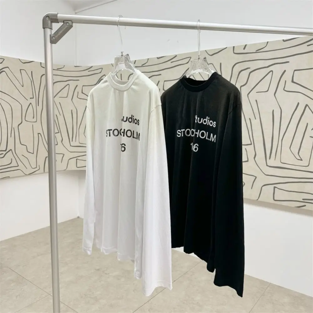 Niche Designer Ac Retro Old Letters 1996 Printed Loose Long-sleeved T-shirt 24 Spring Summer New Men and Women of The Same Style 3