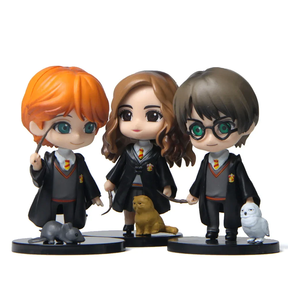 3 Pz/A Set Harry Potter Academy Of Wizardry Action Figures Hermione Mudbloods Magic Academy Draco Malfoy Dolls Ornamento Da Tavolo
