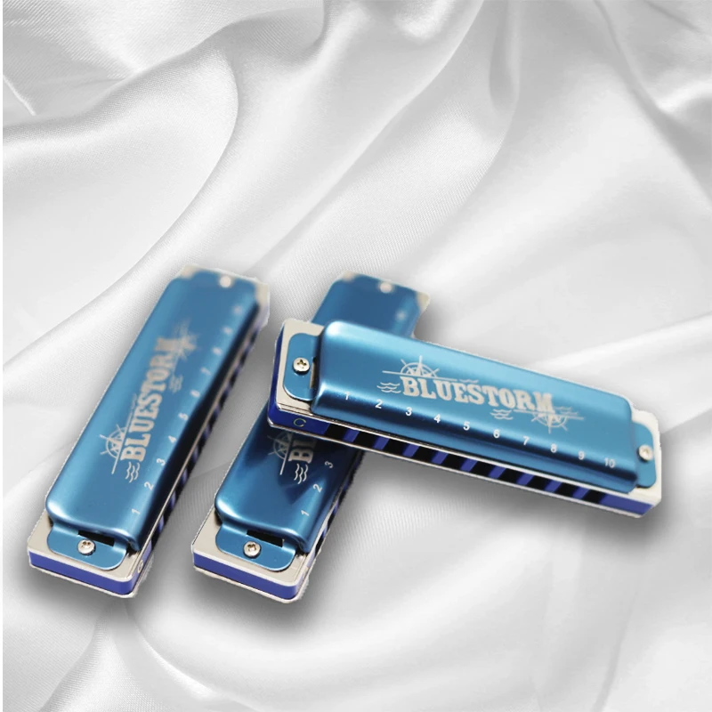 Conjurer 10 hole bluestorm harmonia set of 3 keys A C G for professionals beginners with high grade case