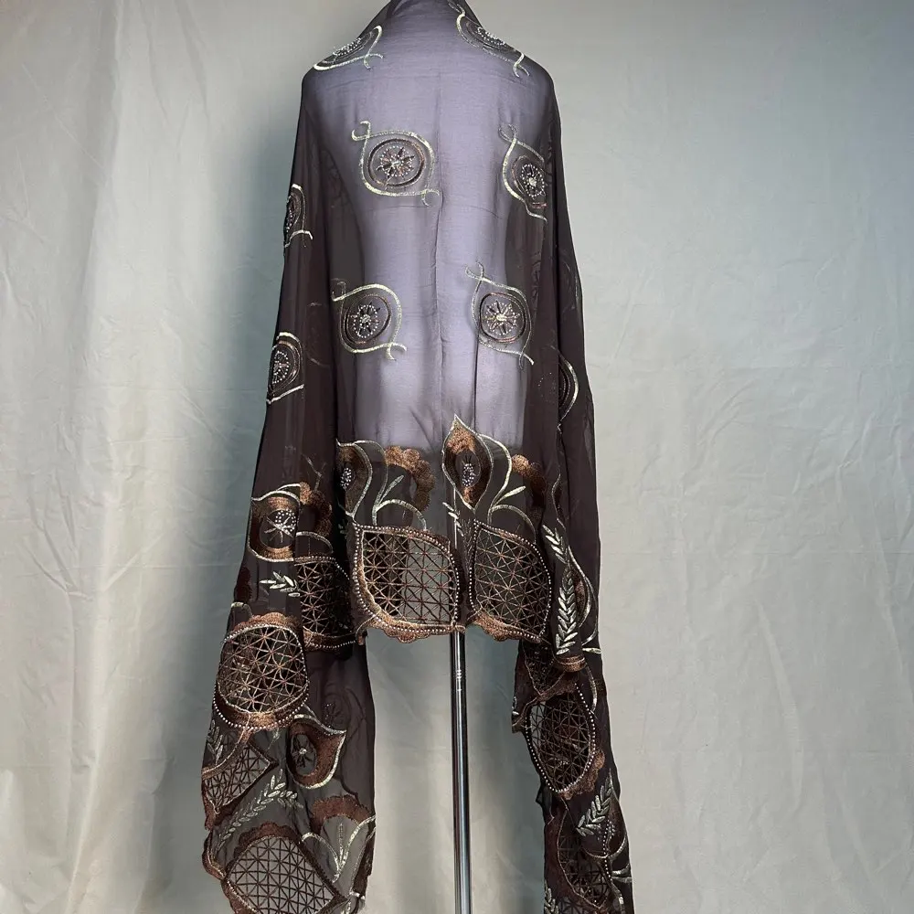 Neuer Dubai-Schal für muslimische Frauen, afrikanischer Chiffon-Großhijab, Islam-Hijab, Pashmina-Turban, Kopftuch, bestickte Schals – Detail 19