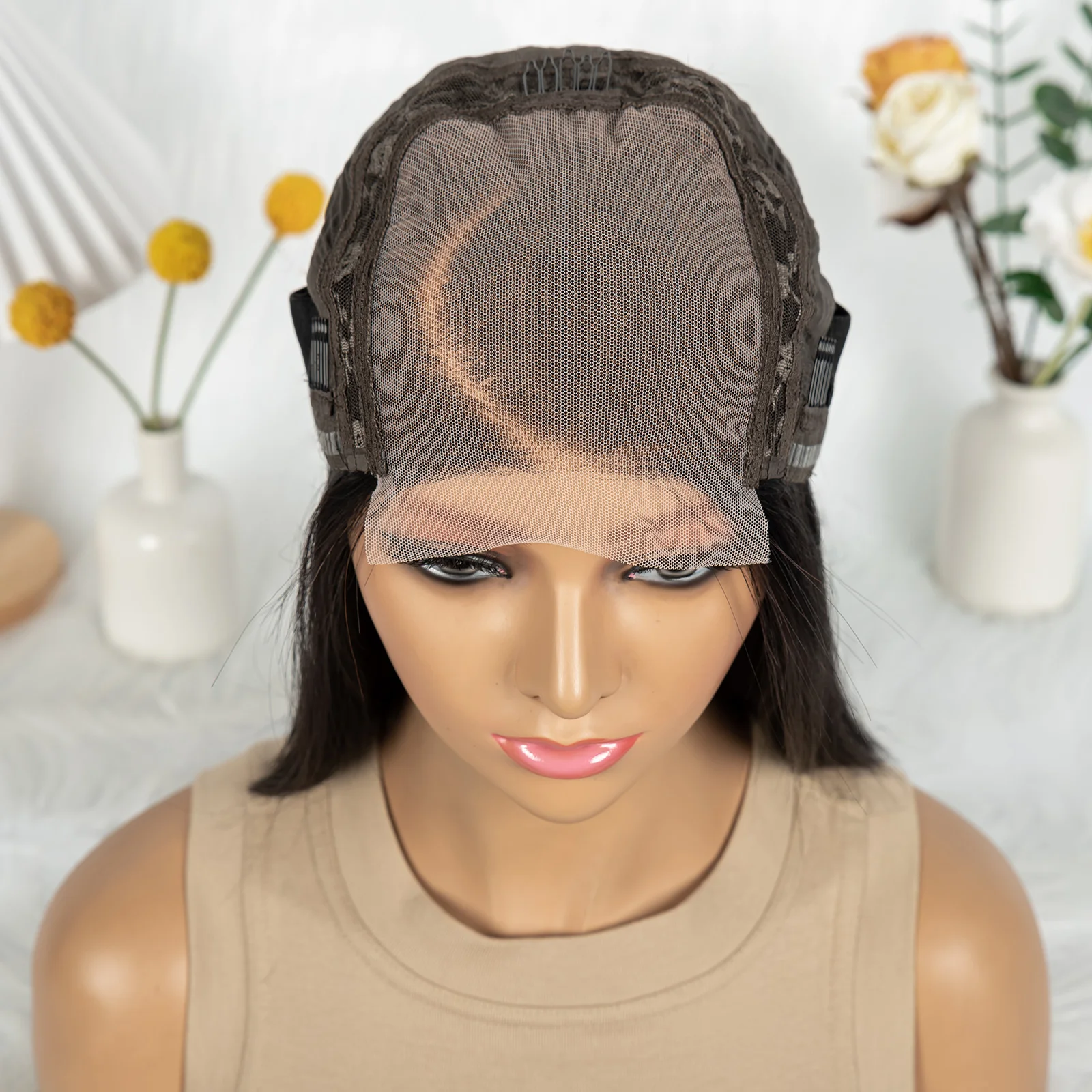 280% Density 5x5 C Part Lace Glueless Human Hair Short Bob Wigs 100% Human Hair Bone Straight Closure Bob Wigs For Black Women