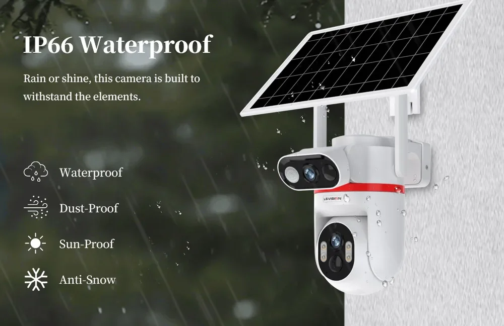 4G LTE Solar Cameras 8MP Outdoor Surveillance Cameras Dual Screens Dual PIR Dete