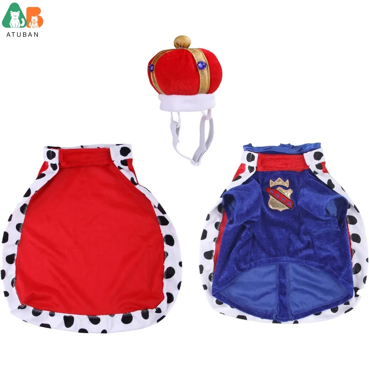 Costume De Roi Pour Chien - Cape Rouge Et Couronne Dorée - Taille Moyenne Et Grande - Halloween, Noël, Fêtes