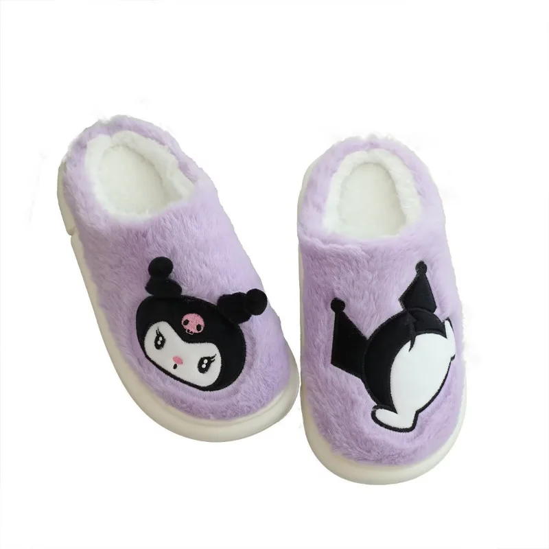 Sanrio Kulomi Cute Sweet Warm Home Women's Shoes Melody Cartoon Versatile Plush Bag Toes Platform Cotton Slippers 6