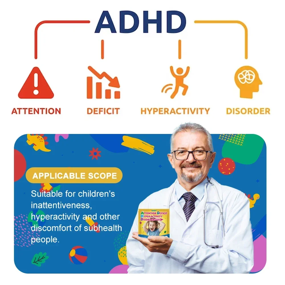 8Pcs Attention Deficit Hyperactivity Disorder Patch Child ADHD Sticker Focus Attention Decompression Care Plaster adhd patch