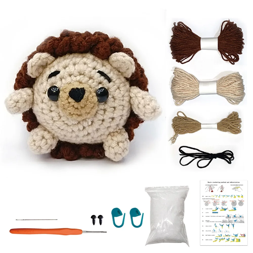 Cute Hand Crochet DIY Animal Kit For Adults Cotton Knitting Yarn Thread Needles Hooks Plush Doll Tool Material Bag Complete Set