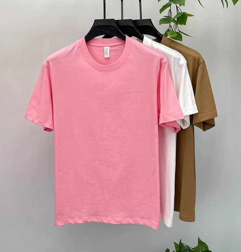 Luxuriöses Sommer-T-Shirt aus 100 % Baumwolle kurzärmelig Rundhalsausschnitt neues High-End-Marken-Top mit Buchstabenprägung lässige atmungsaktive Herrenbekleidung – Detail 14