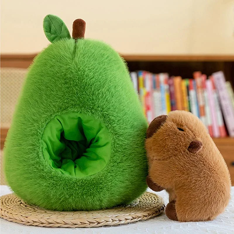 2-in-1 Baby Avocado Capybara 25/35cm Plush Toy Stuffed Creative Into Fruit Transform Apple Pig Cuddly Doll for Kid Birthday Gift