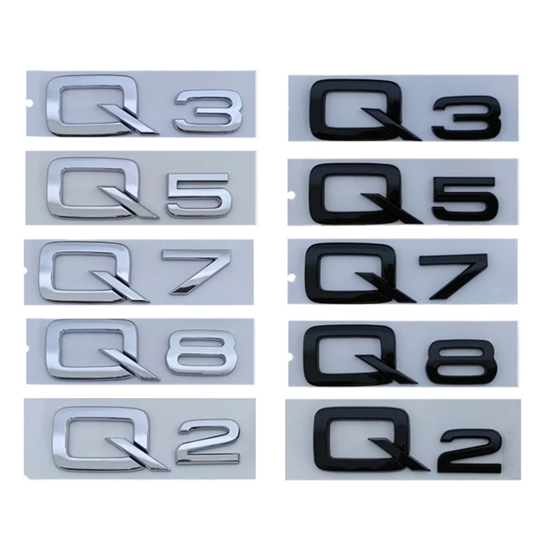 3D Abs Chrome Black Car Trunk Letters Per Audi A3 A4 A5 A6 S Line A8 Q2 Q3 Q5 Q7 Q8 Logo Emblem Badge Decalcomania Sticker Accessori