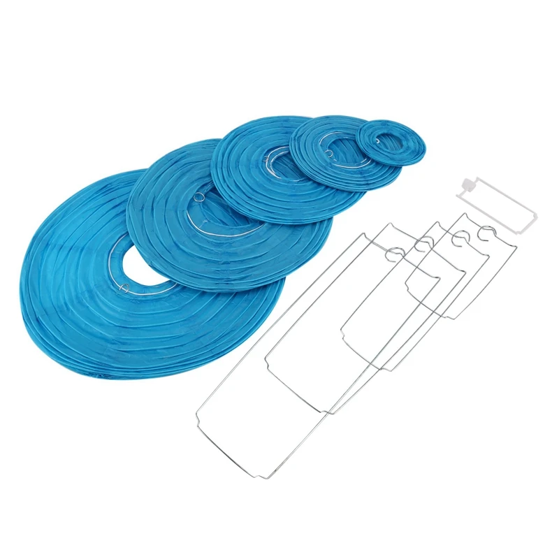 

Набор бумажных фонарей Королевского синего цвета, многоразовые подвесные декоративные японские китайские бумажные фонари, легкая сборка, 36 шт.