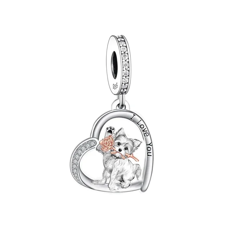 Fit Original Pan Charm Bracelet 100% 925 Sterling Silver I Love You Forever Dachshund Dog Bone Bead For Making Women Berloque 4