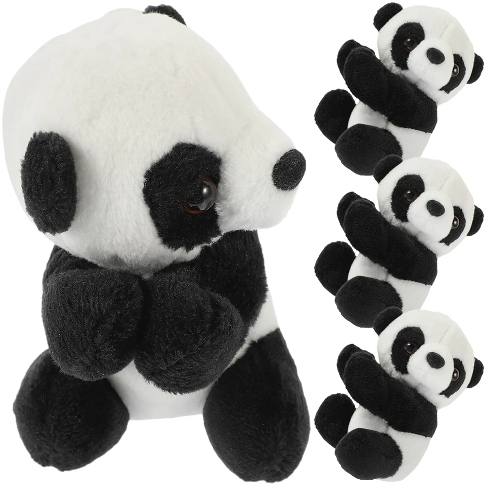 

4 Pcs Simulation Panda Clip Stuffed Toy Cute Animal Clips Plush for Photo Pp Cotton Office Memo