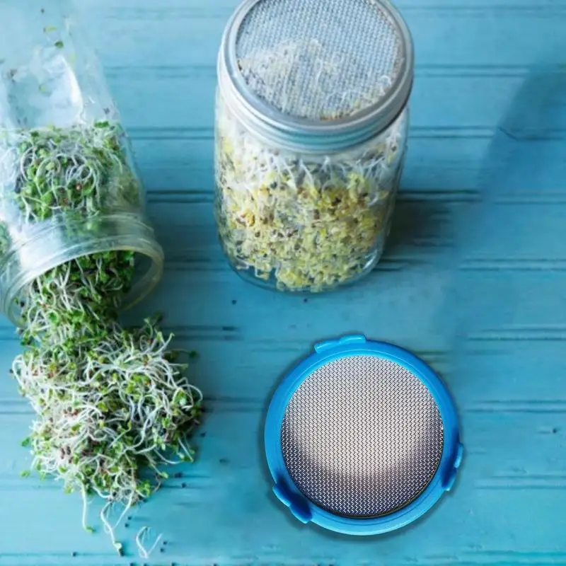 Plastic Sprouting Lid with Stainless Steel Screen Mesh Cover Cap for Mouth Mason Sprout Jars Germination Strainer