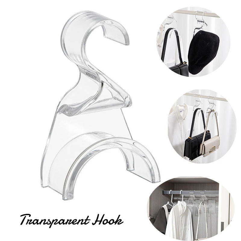 

5pcs Transparent Hooks Multifunctional Coat Rack Hat Bag Storage Supplies Bedroom Checkroom Dormitory Acrylic Hooks Life Tools