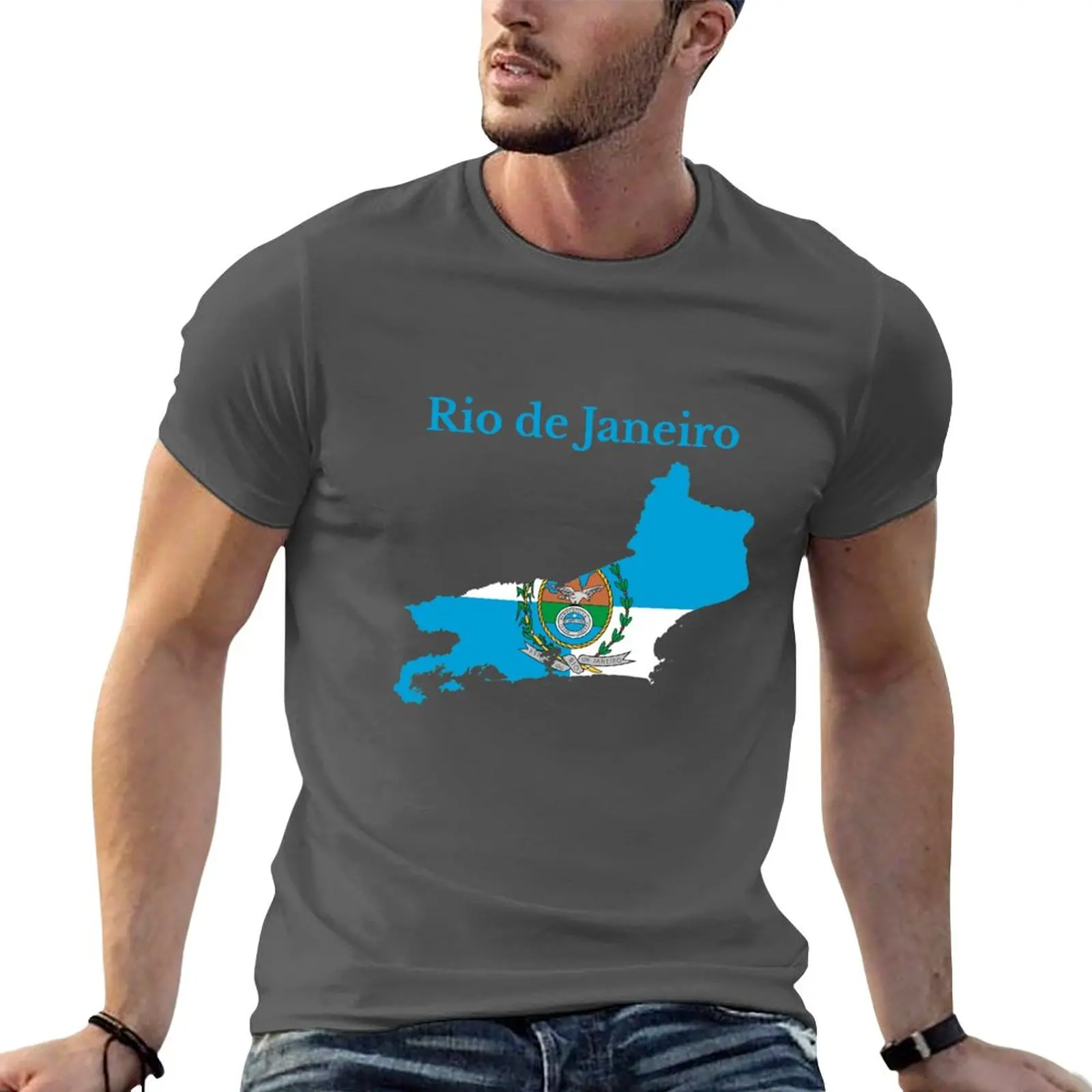 

New Rio de Janeiro State Map Flag, Brazil T-Shirt graphic t shirt kawaii clothes black t shirts for men