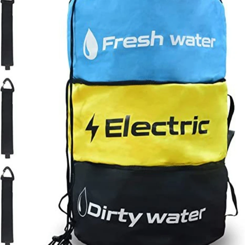 New RVs Caravans Motorhome Hose Storage Bag Breathable Drawstring Mesh Pouch Traveling Sundries Folding Organizer