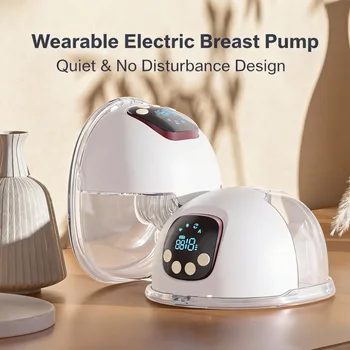 Portable Wearable Electric Breast Pump Double Hands-Free Milk Extractor 4 Modes 60 Levels Silent LED with Case for Breastfeeding 1