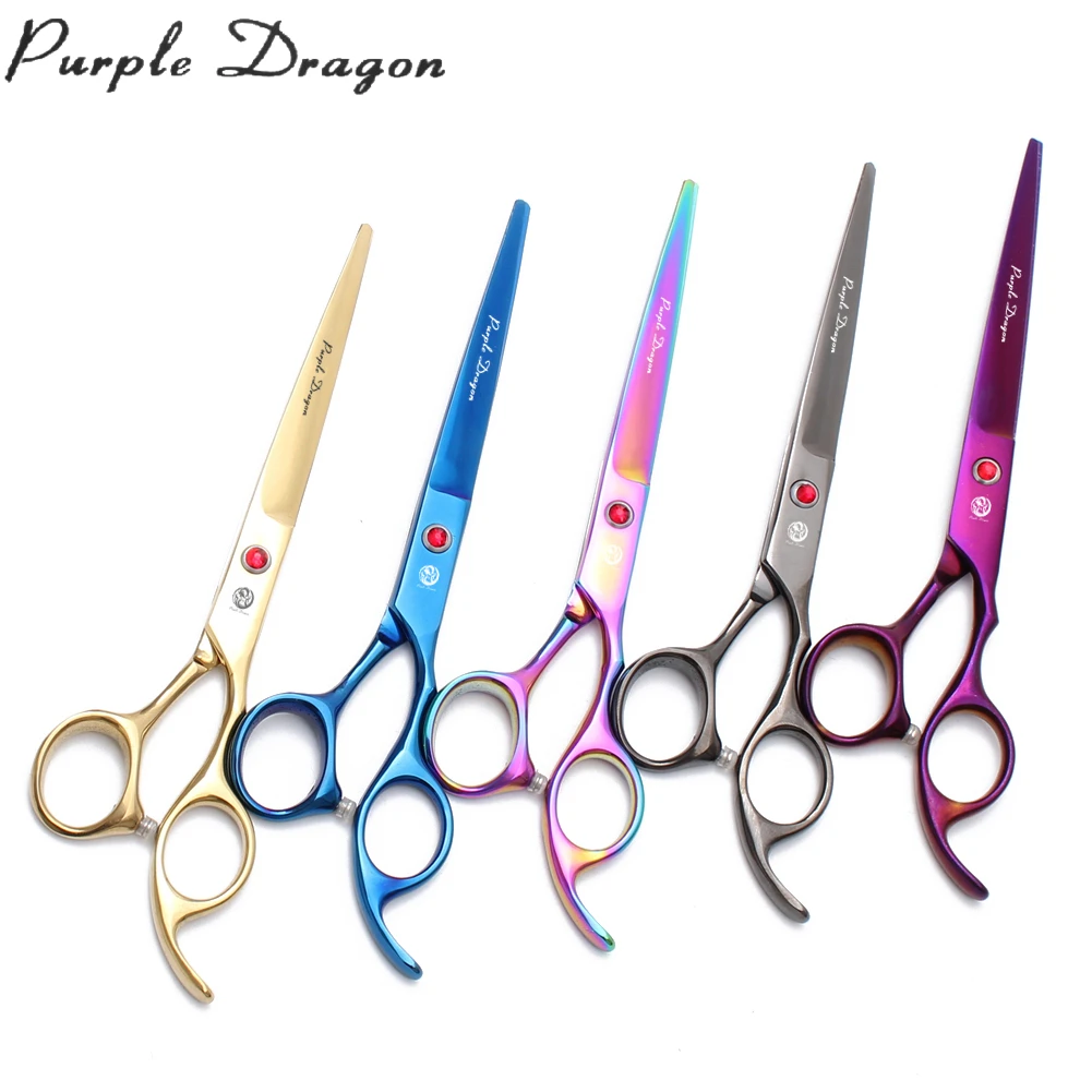 Purple Dragon 7.5" 8" Stainless Dog Grooming Scissors Pet Chunker Scissors Thinning Shears Curved Shears Set Z3005
