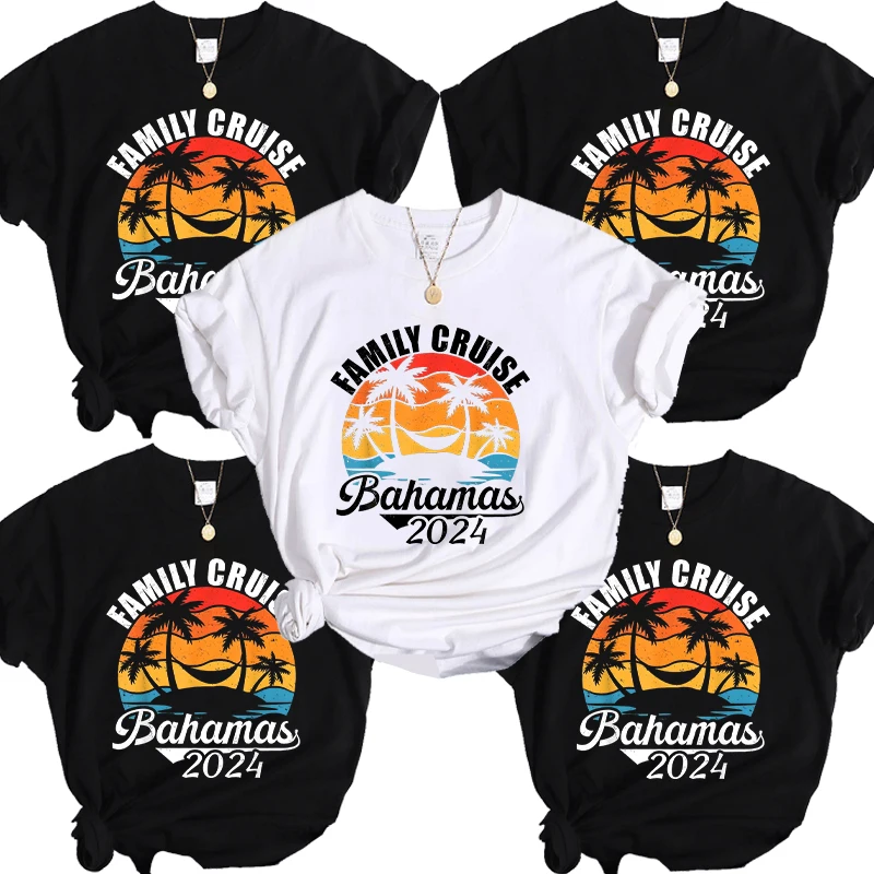 

Bahamas Vacation Party Tees Shirt Family Cruise 2024 Summer Matching T-Shirt Summer Trip Ship Graphic Y2k Tops Harajuku Clothing