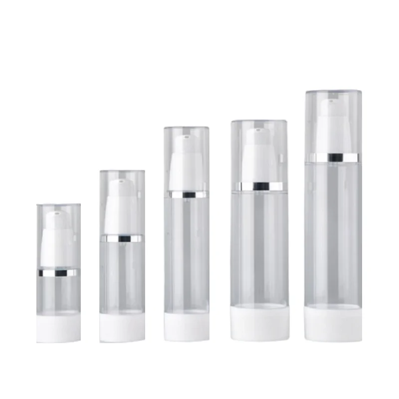 

15ml 30ml 80ml 50ml 100ml AS Clear Airless Bottle Cosmetic Refillable Empty Luxury BB Cream Plastic Lotion Pump Bottles 20pcs