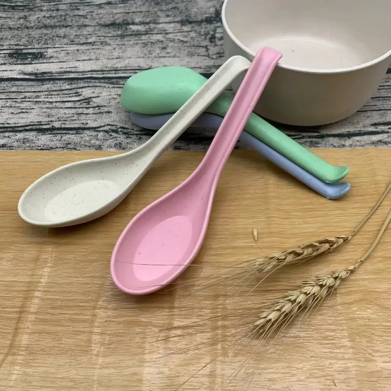 Wheat Straw Dinnerware Soup Spoons Japanese Rice Sauces Soup Spoon Creative Multi-color Tableware Hotel Restaurant Small Spoon soup spoon,wheat straw spoon