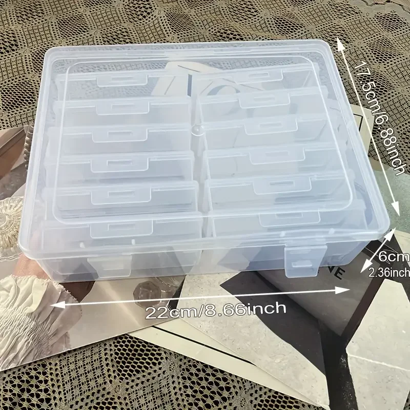 12 adjustable partition plastic storage boxes-transparent white storage boxes for office and organization