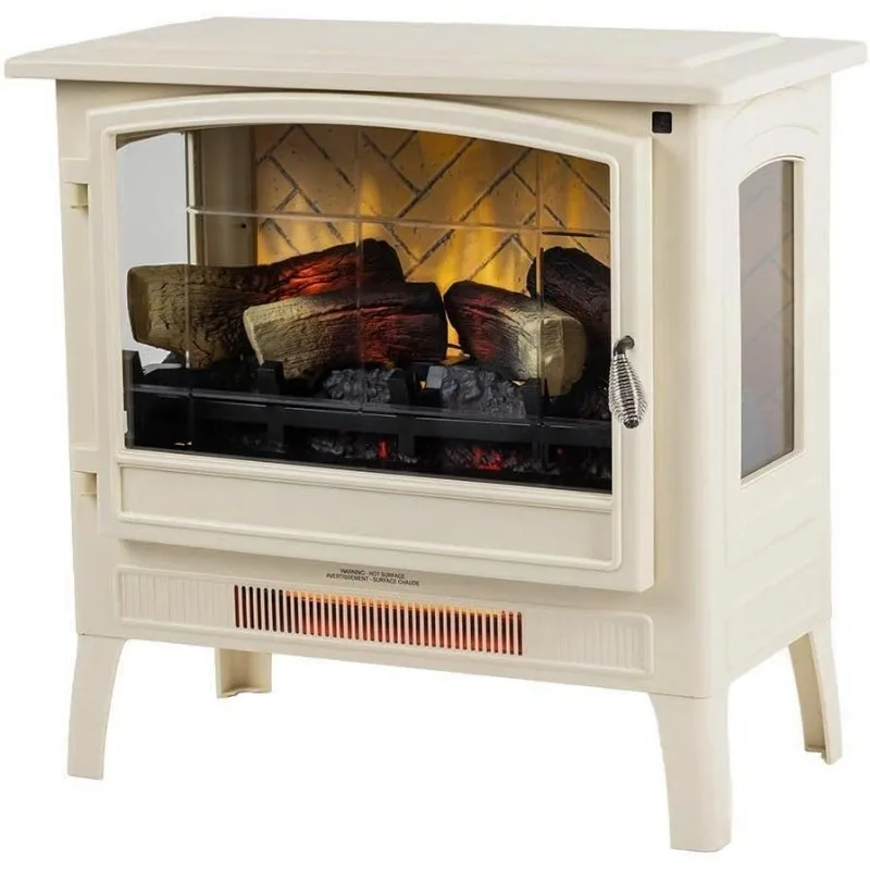 

Country Living Infrared Freestanding Electric Fireplace Stove Heater in Cream | Provides Supplemental Zone Heat with Remote