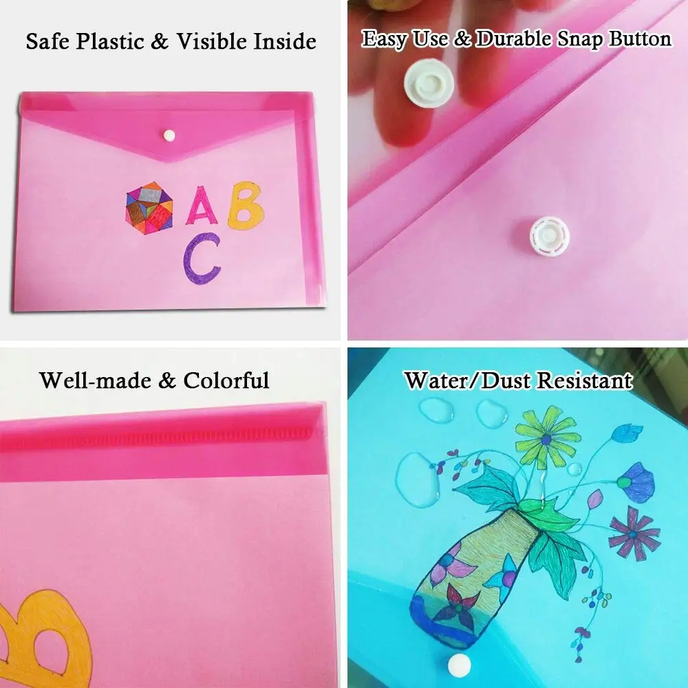 1Pcs Plastic Envelopes Premium Quality Clear Document Folders Transparent Project Envelope Folders