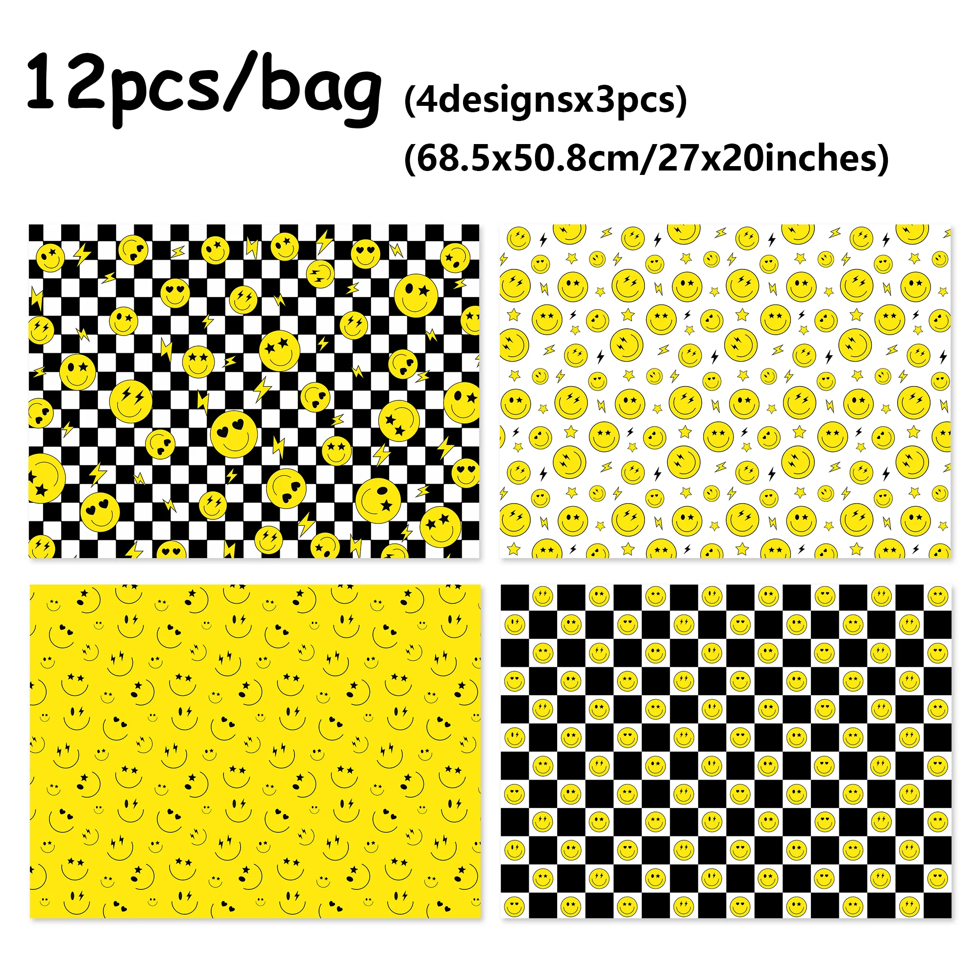 4/12 Stück lächelndes Gesicht Blitzgitter Geschenkpapier Geburtstagsdekoration, Geschenkverpackungspapier für Babyparty-Partyzubehör – Detail 2