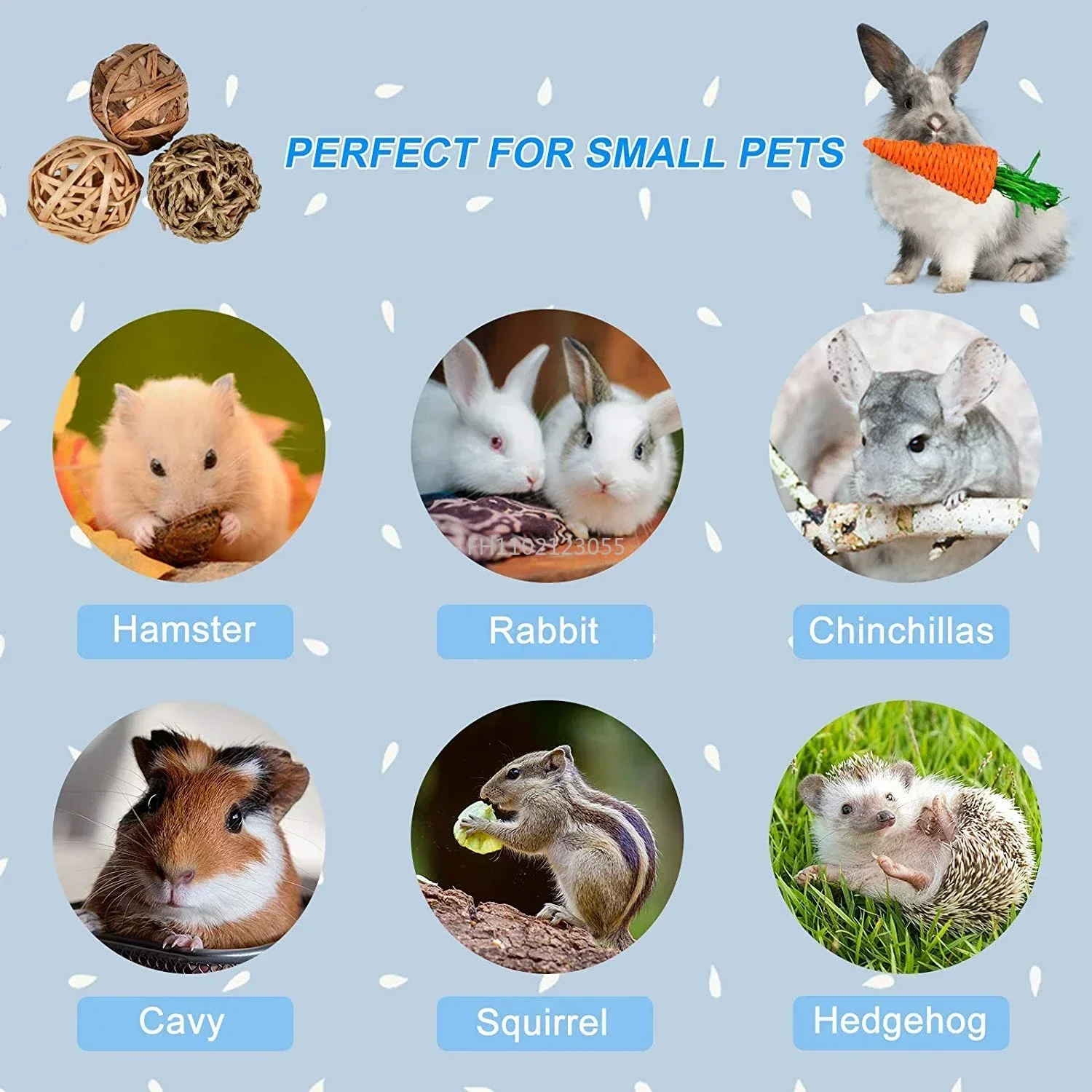 Pet Toys Pet Chew Toys 1PCS Guinea Pig Chinchilla Small Animal Play Chewing Toy Natural Rattan Ball Interactive Toys Rabbit Chew Toys Pet Accessorie