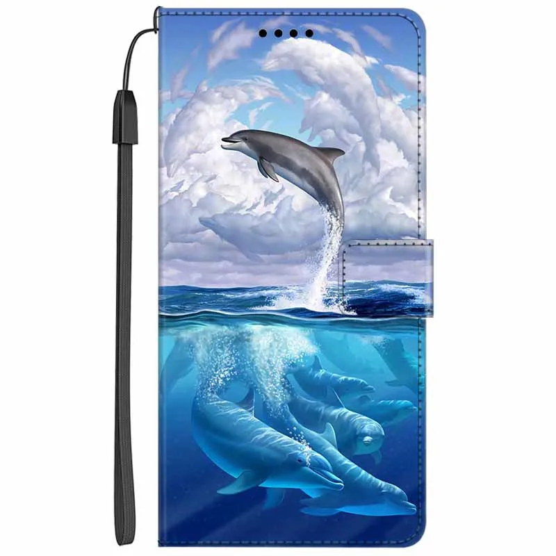 Elegant Leather Flip Wallet Cover - Premium Phone Case with Cat Design