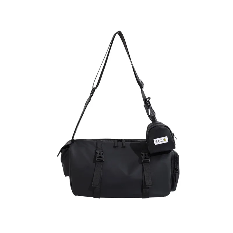 Sports Shoulder Bag Large Capacity Handbag Oxford Durable Solid Color Zipper Korean Style Casual Fitness Sports Crossbody Unisex