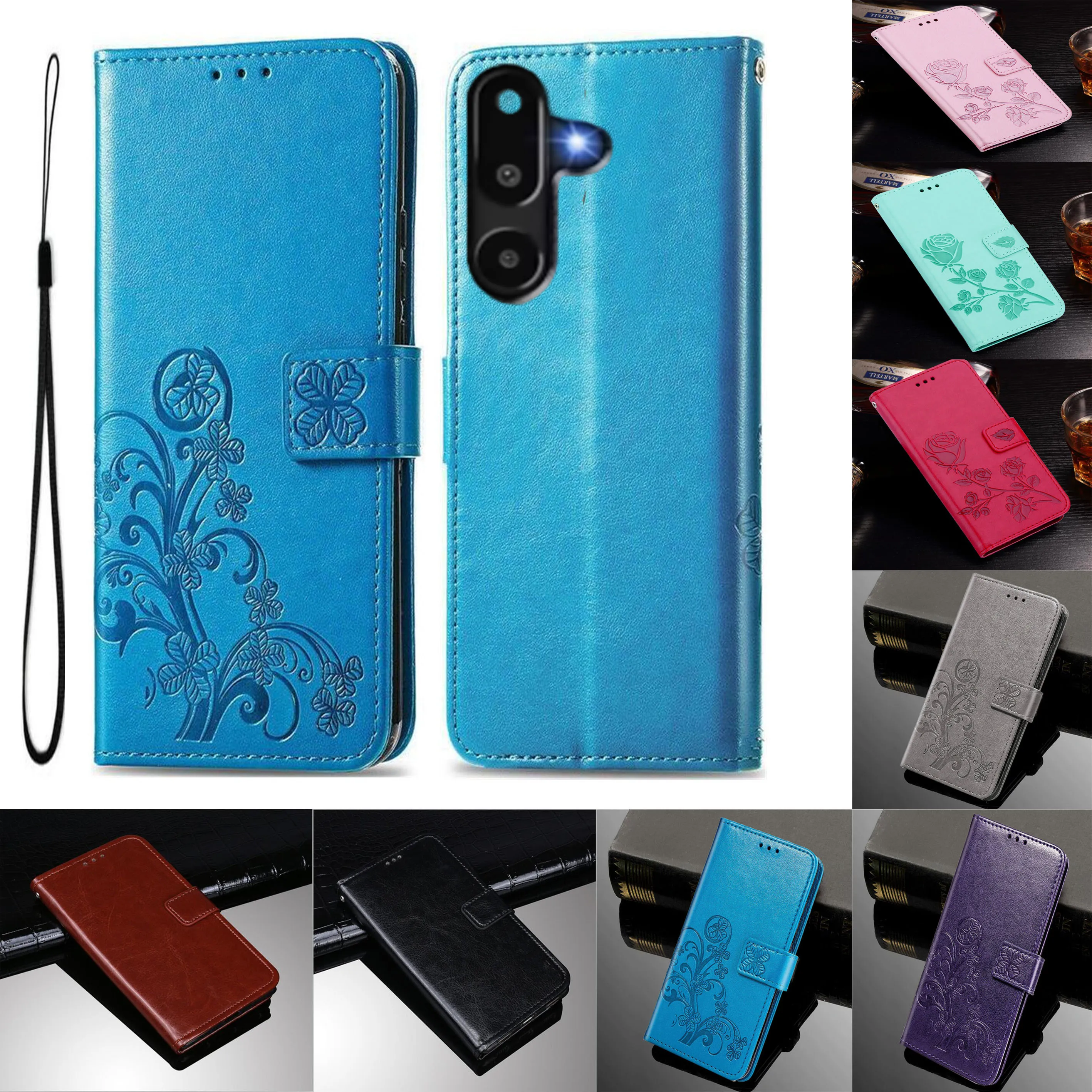 Brieftaschen-Hülle aus PU-Leder für Samsung Galaxy Wide 8 7 Quantum 6 5 4 Jump4 Jump3 Buddy 3 2 XCover7 Pro Hüllen Magnetische Klapphülle