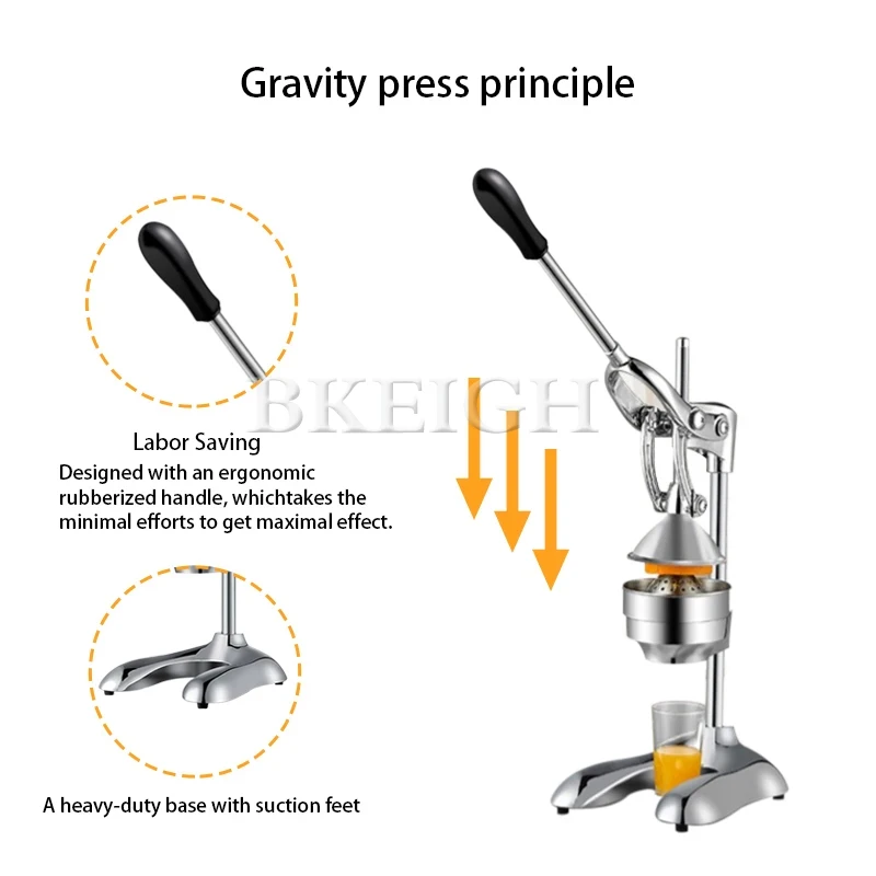 Small Manual Citrus Juicer, Stainless Steel Professional Manual Fresh Orange Pomelo Squeezing Machine 4