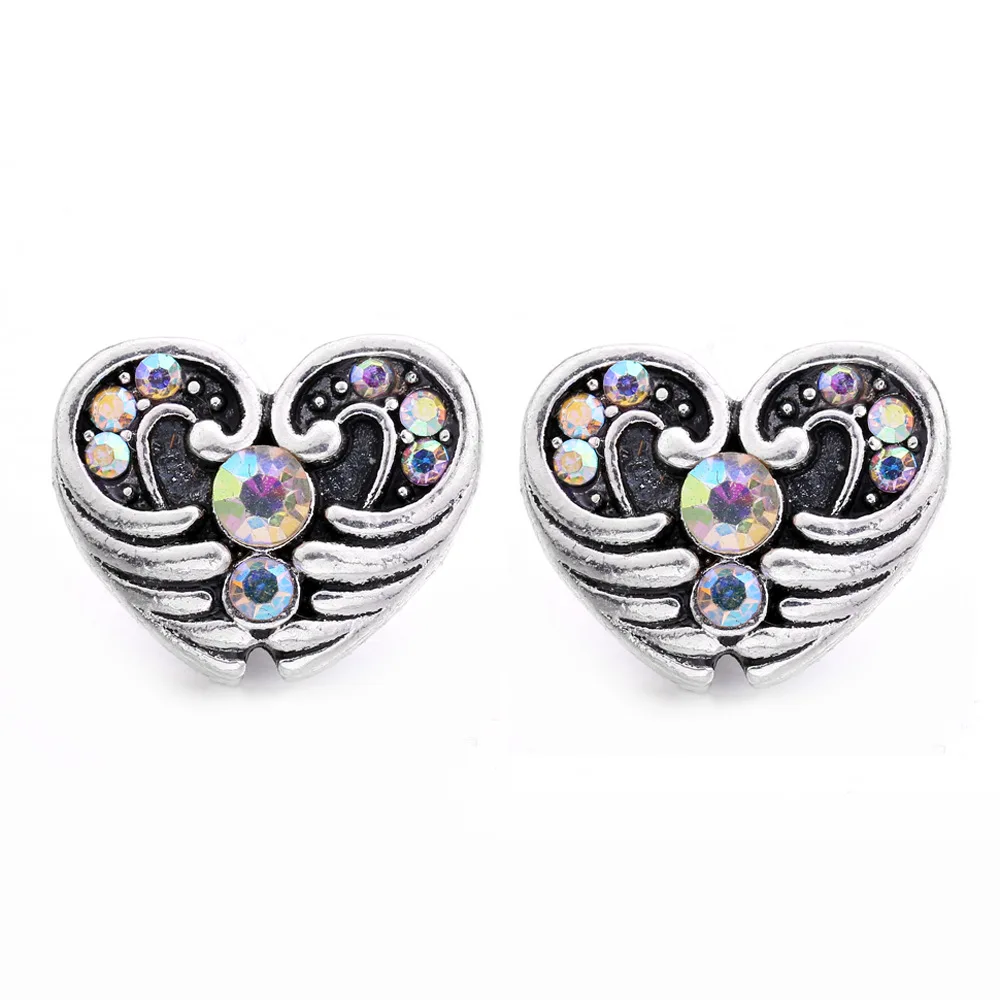 30pcs New 12mm Snap Buttons Jewelry Heart Metal Rhinestone Flower Mini 12mm Snap Buttons Bracelets Necklaces
