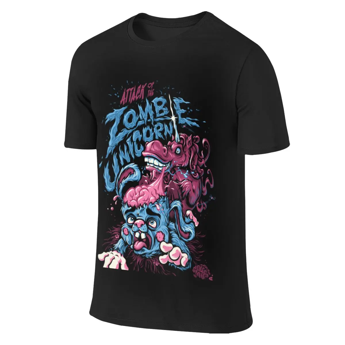 

Zombie Unicorn Attacks Men's short sleeve t-shirt Slim Fit Tops Shirts
