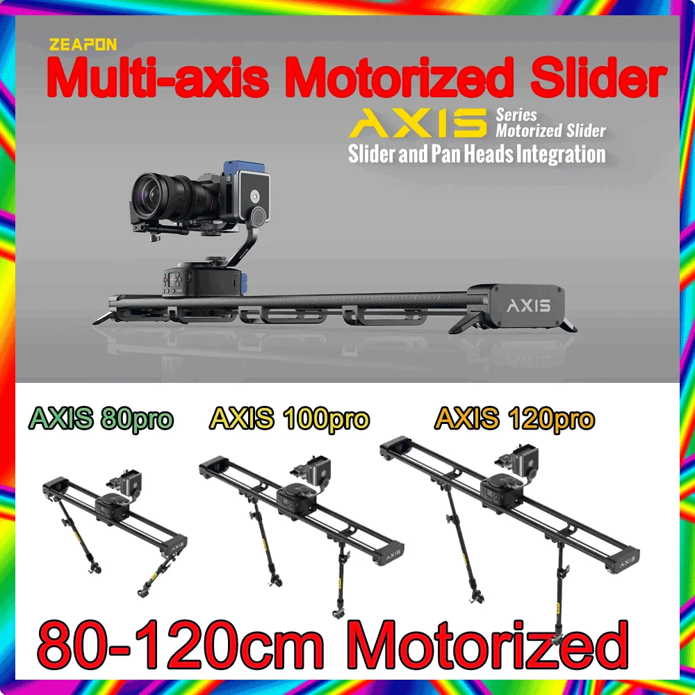 Zeapon AXIS 80 Pro 100 Pro 120 Pan Heads Multi-axis Motorized Slider Carbon Fiber Camera Slide LCD Screen Photography camera track slider