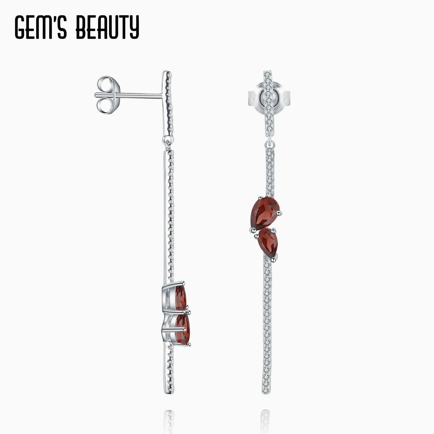 

Gem's Beauty 925 Sterling Silver Dangle Stud Earrings Pear Cut Natural Garnet Fine Jewelry Earrings For Women Romantic Gift