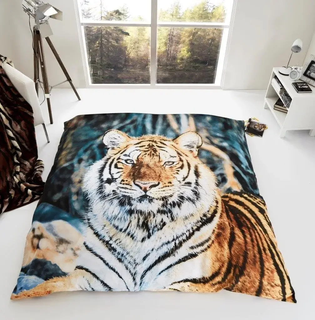 

Luxuries 3D Animal Printed Super Soft Fleece Blanket Throw Sofa Bed Couch Blanket (Tiger Throw, King