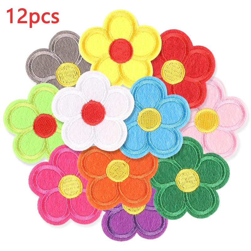 12pcsLotFlowerSmallIronOnPatchesBulkMixPackEmbroideredForClothingThermoadhesive