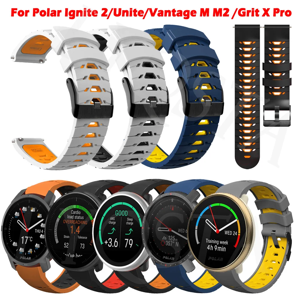 

20 22MM Replacement Watchband For Polar Ignite2 Ignite 2/Unite Silicone Strap For Polar Vantage M M2/Grit X Pro Smart Watch Band
