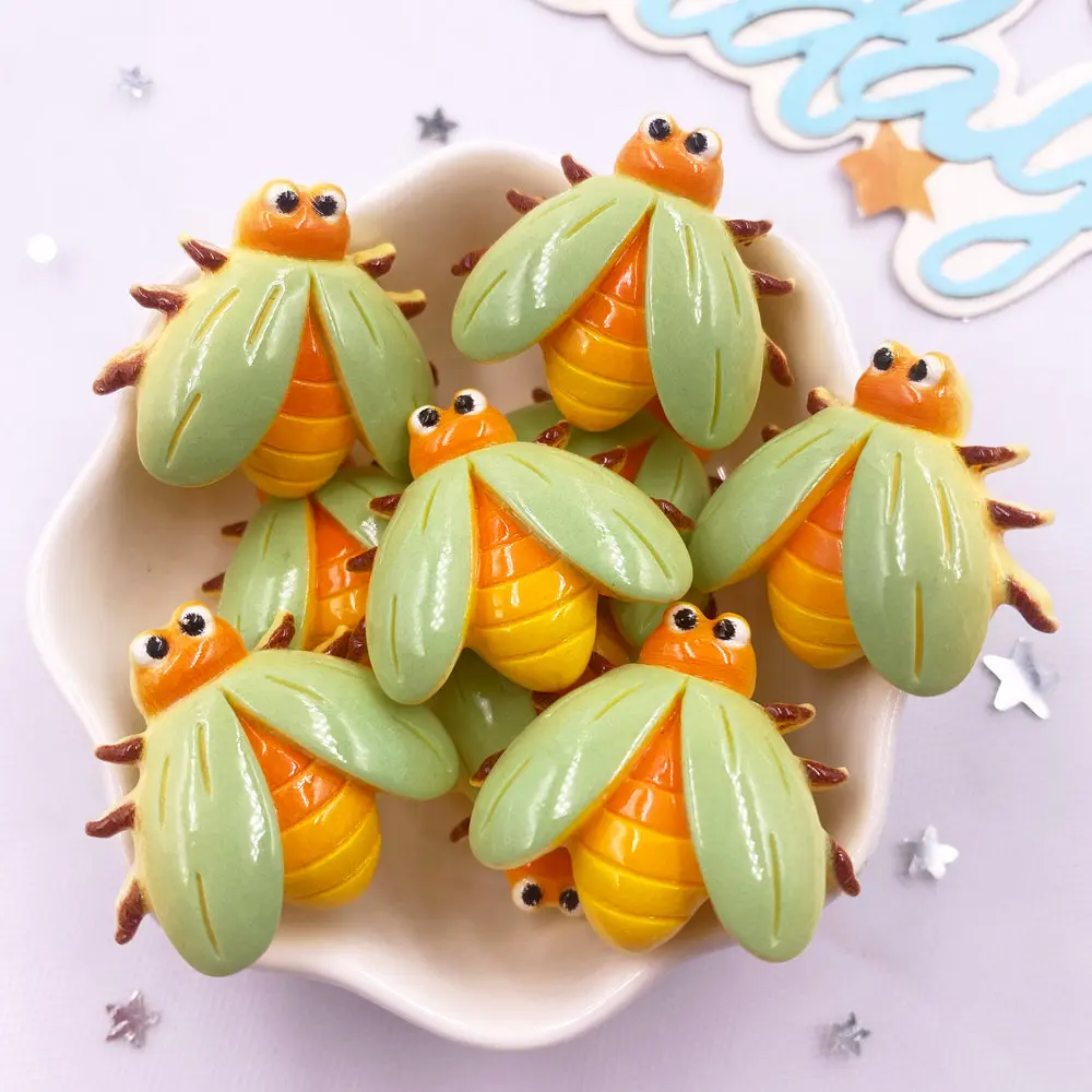 6 stücke Bunte Harz Cartoon Großen Schmetterling Käfer Libelle Biene Zikade Figuren Flache rückseite Sammelalbum DIY Zubehör Dekor Handwerk – Detail 3