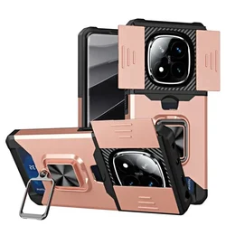 Premium Anti - Drop Phone Cover with Built - In Card Slot and Slide Camera Lens Protector - Redmi note 15 Pro 4G (Rose Gold)
