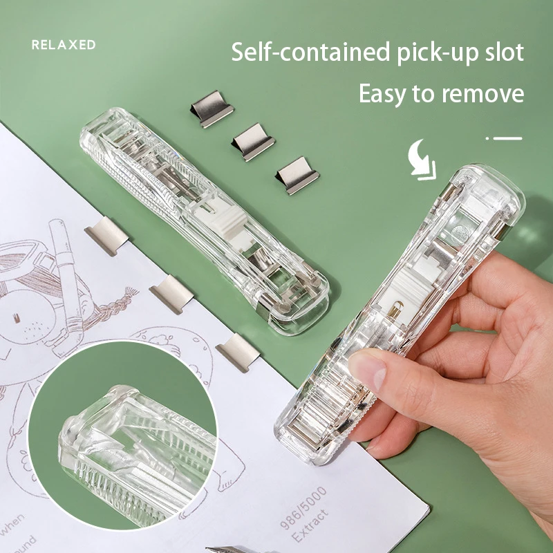 Push Clip Stapler Staple Remover Binder Push Clamp File Folder Dispenser Paper Clips Office Supplies Set Seamless Stapler,push stapler,staple remover