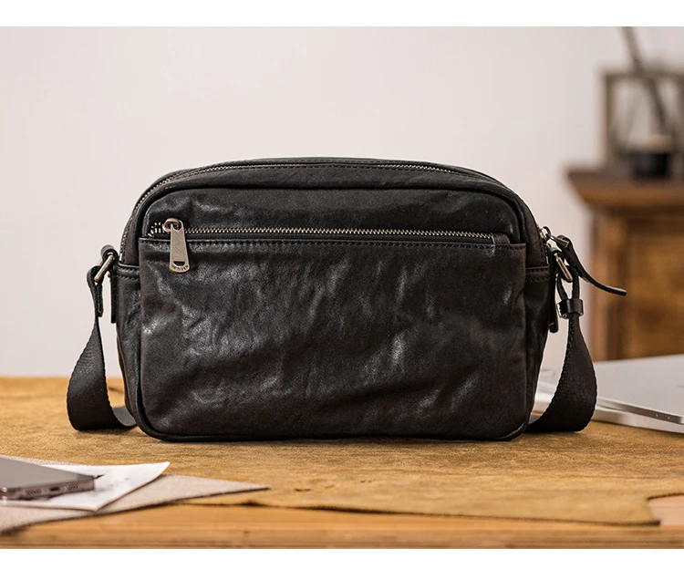 Modedesigner handgefertigte Umhängetasche aus echtem Leder für Herren, Wochenende, Party, Arbeit, Rindsleder, Teenager, Tabletten, Umhängetasche – Detail 24
