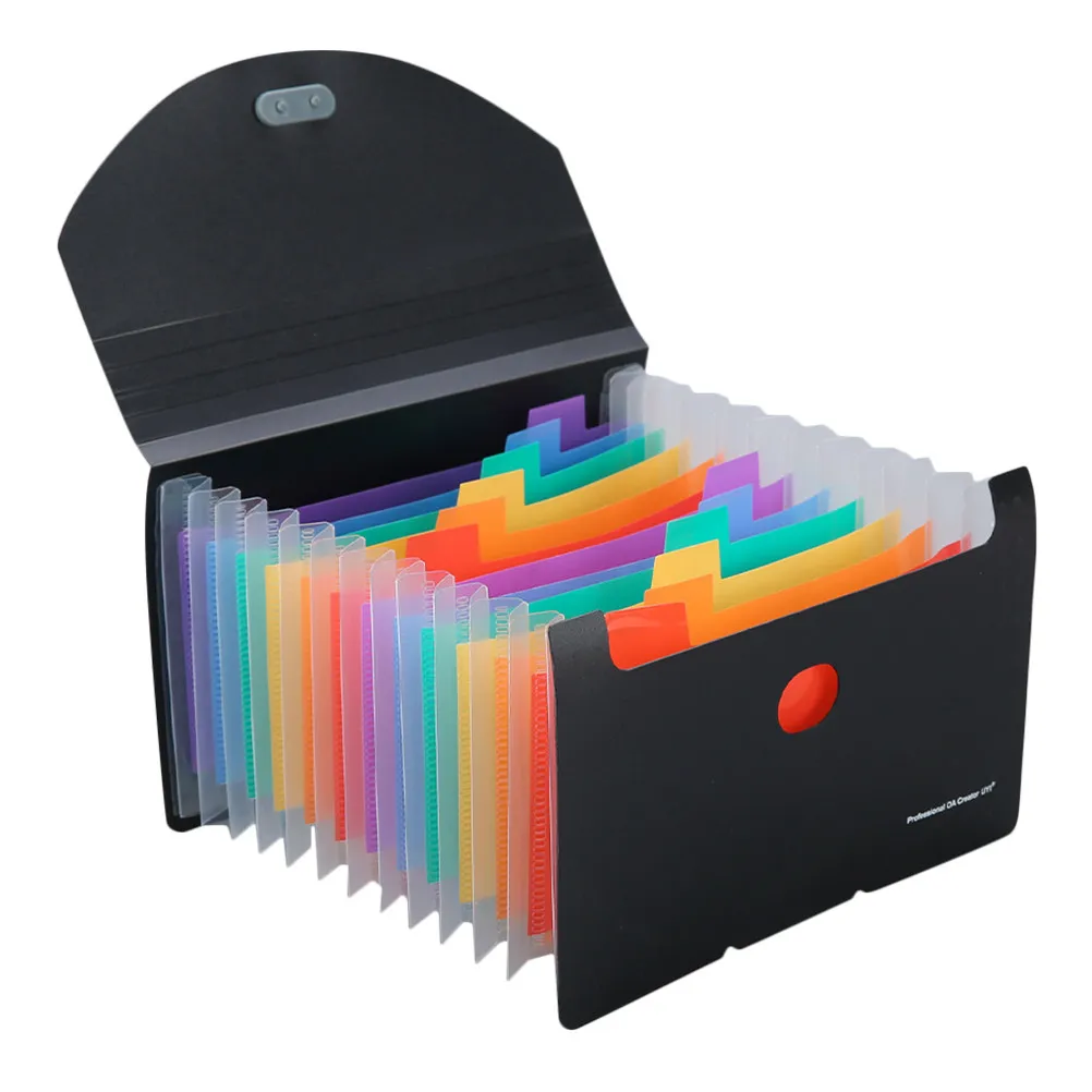 휴대용 아코디언 파일 정리함 A6 사이즈 13칸 미니 영수증 홀더 3면 밀봉 확장..