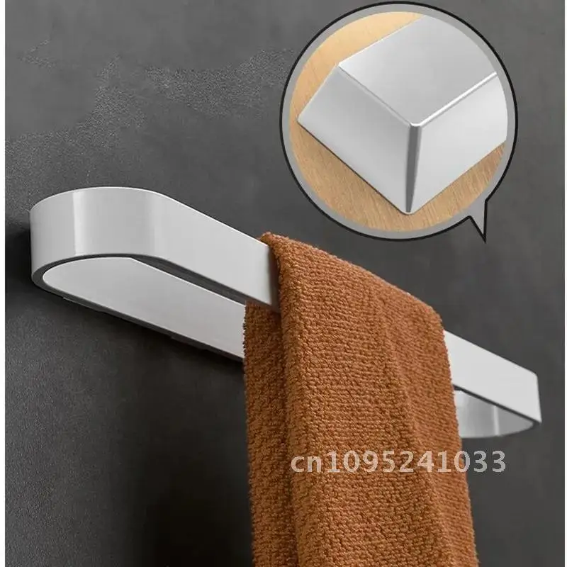 Nail free Solid Aluminum white Towel Bar Single 30/40/50/60 cm Rack white Holder Towel Matte Bathroom