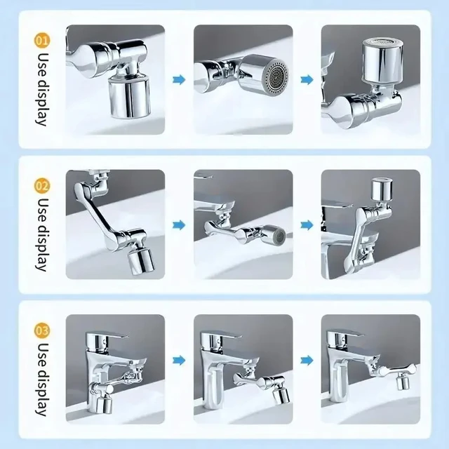 1080° Water Tap Nozzle Rotatable Extension Faucet Sprayer Head Universal Bathroom Tap Extend Adapter Aerator 2 Spray Modes 5