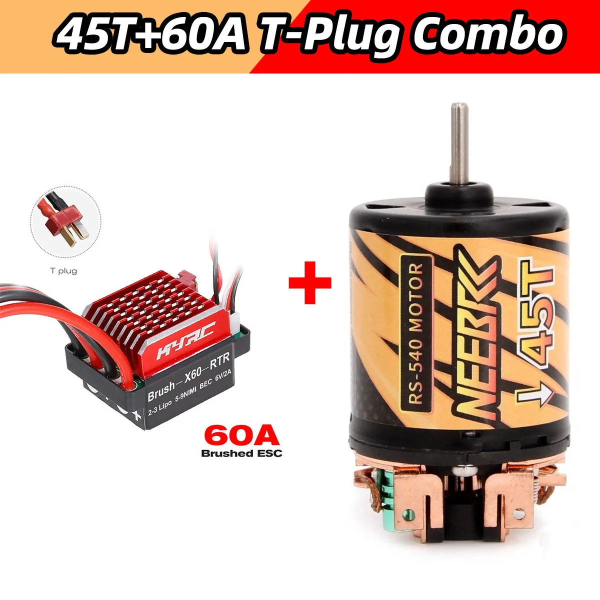 High-Performance RC Car Brushed Motor & ESC Combo for Crawlers